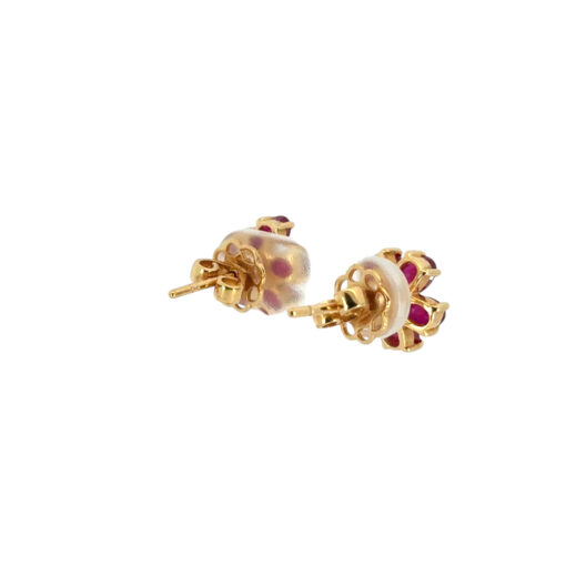 Ruby Diamond Flower Earrings