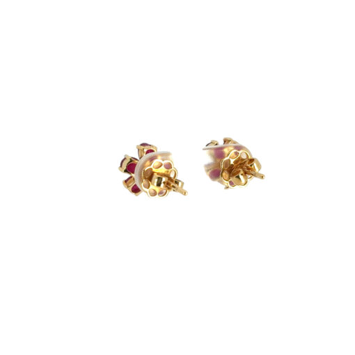 Ruby Diamond Flower Earrings