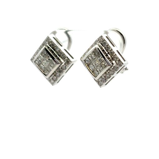 18k White Gold Rhombus approx. 0.82ctw Square Diamond Earrings - Image 13