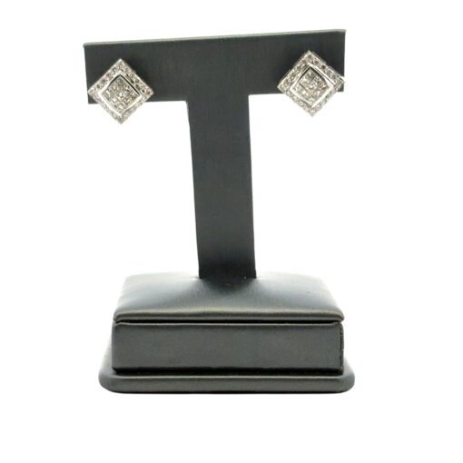 18k White Gold Rhombus approx. 0.82ctw Square Diamond Earrings - Image 8