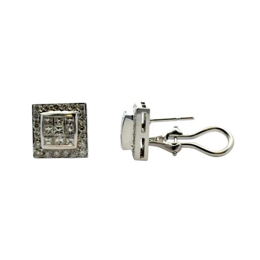 18k White Gold Rhombus approx. 0.82ctw Square Diamond Earrings - Image 9