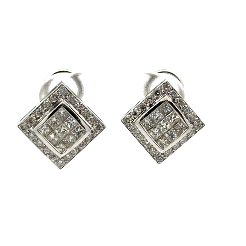 0.82ctw Square Diamond Earrings