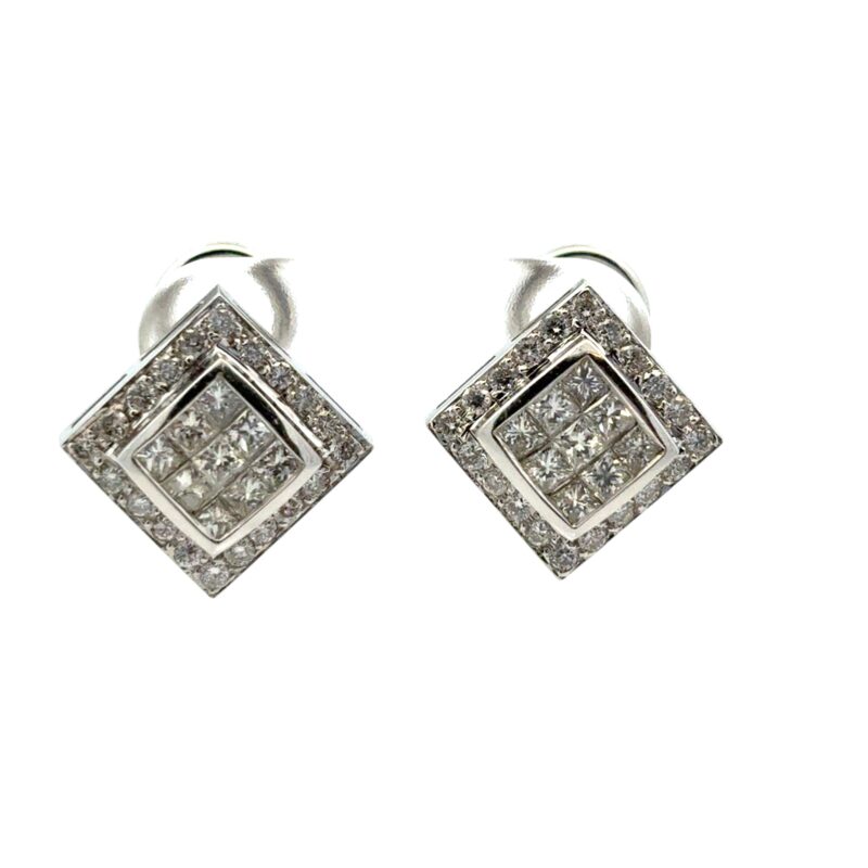 0.82ctw Square Diamond Earrings