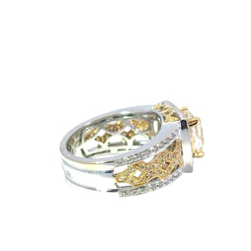18k White and Yellow Gold 3.02ct Fancy Light Yellow Cushion Cut Diamond Engagement Ring - Image 11