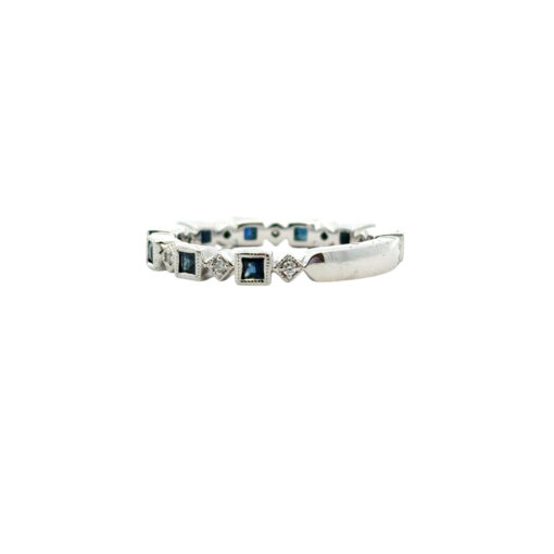 Gabriel and Co. 14k White Gold 0.08ctw Diamond and 0.54ctw Blue Sapphire Stackable Ring - Image 10