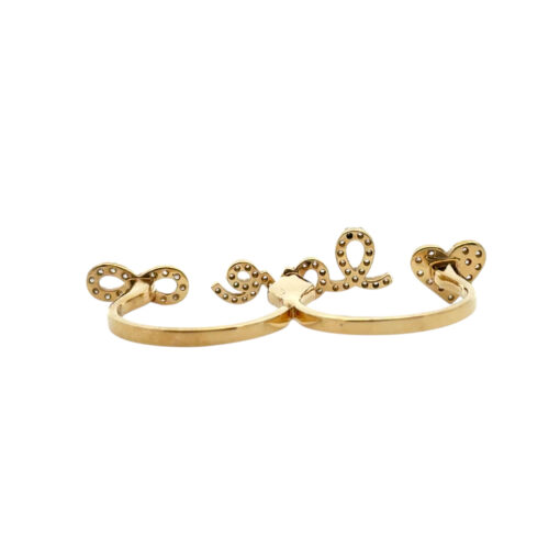 18k Yellow Gold 0.62ctw Diamond Heart Love and Infinity Double Finger Ring - Image 10