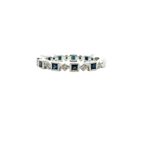 Gabriel and Co. 14k White Gold 0.08ctw Diamond and 0.54ctw Blue Sapphire Stackable Ring - Image 11