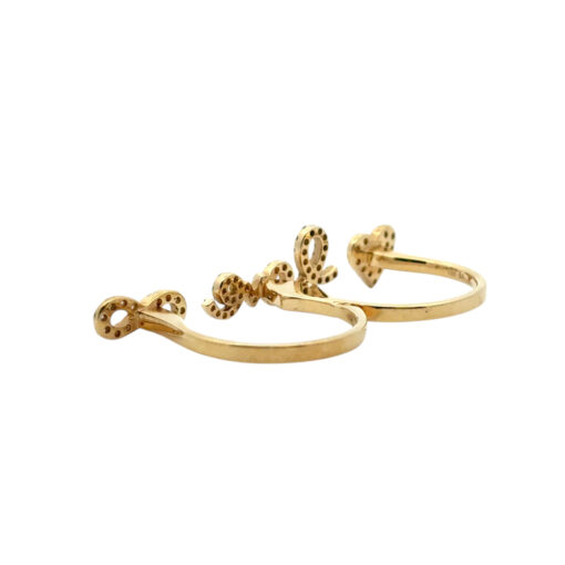 18k Yellow Gold 0.62ctw Diamond Heart Love and Infinity Double Finger Ring - Image 11