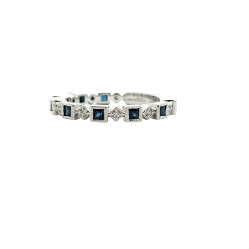Gabriel and Co. 14k White Gold 0.08ctw Diamond and 0.54ctw Blue Sapphire Stackable Ring - Image 12