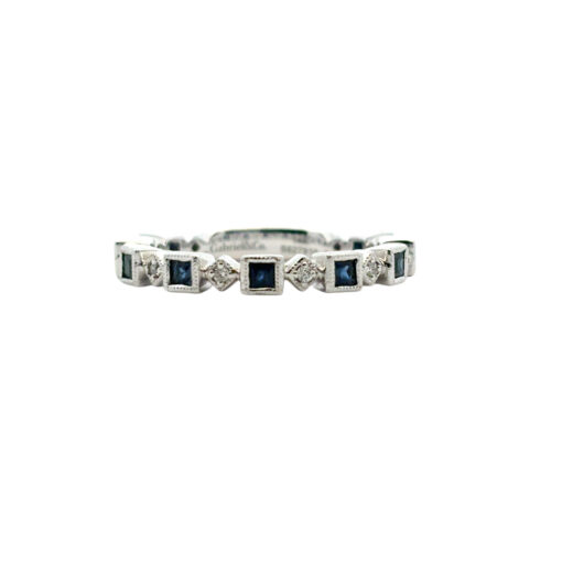 Gabriel and Co. 14k White Gold 0.08ctw Diamond and 0.54ctw Blue Sapphire Stackable Ring - Image 13
