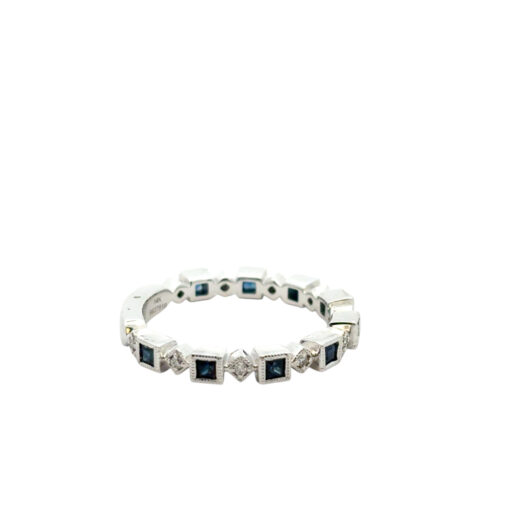 Gabriel and Co. 14k White Gold 0.08ctw Diamond and 0.54ctw Blue Sapphire Stackable Ring - Image 14
