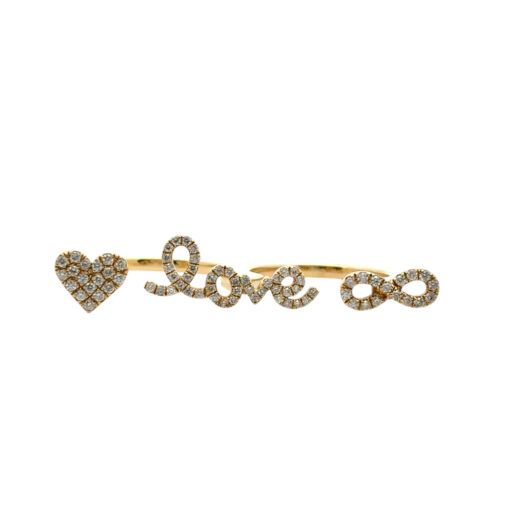 18k Yellow Gold 0.62ctw Diamond Heart Love and Infinity Double Finger Ring - Image 14