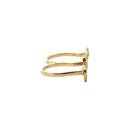 18k Yellow Gold 0.62ctw Diamond Heart Love and Infinity Double Finger Ring - Image 15
