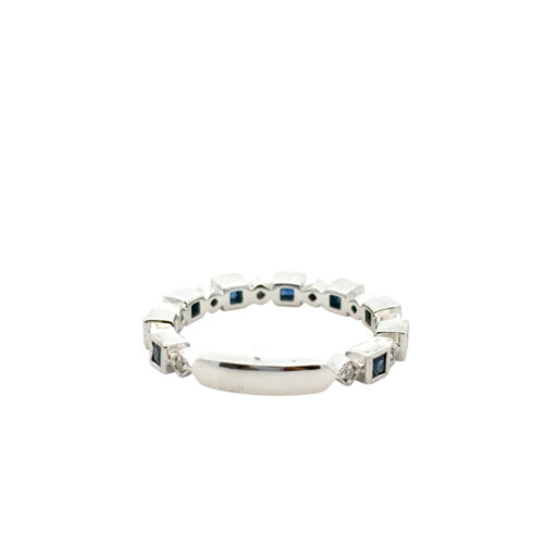 Gabriel and Co. 14k White Gold 0.08ctw Diamond and 0.54ctw Blue Sapphire Stackable Ring - Image 15