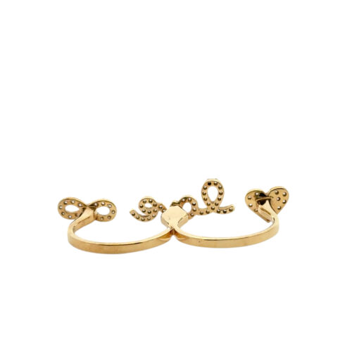 18k Yellow Gold 0.62ctw Diamond Heart Love and Infinity Double Finger Ring - Image 16