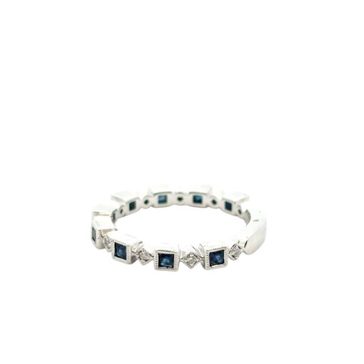 Gabriel and Co. 14k White Gold 0.08ctw Diamond and 0.54ctw Blue Sapphire Stackable Ring - Image 16