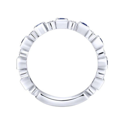 Gabriel and Co. 14k White Gold 0.08ctw Diamond and 0.54ctw Blue Sapphire Stackable Ring - Image 19
