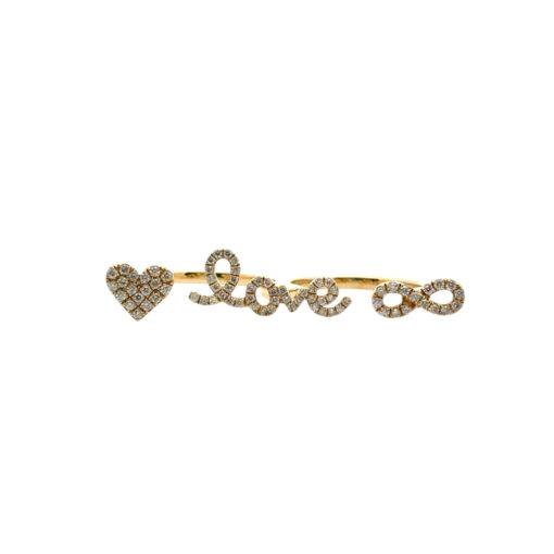 18k Yellow Gold 0.62ctw Diamond Heart Love and Infinity Double Finger Ring - Image 19