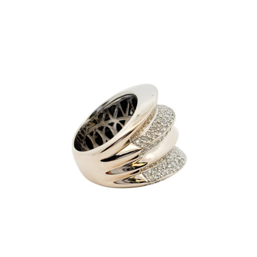 18k White Gold Natural Round Diamond Pave Wide Free Form Ring - Image 4
