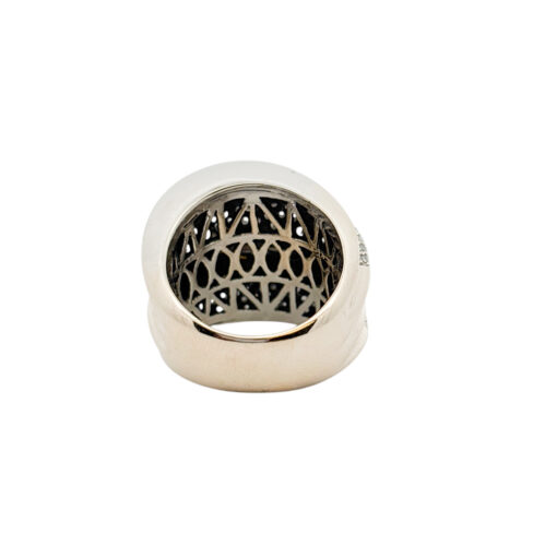 18k White Gold Natural Round Diamond Pave Wide Free Form Ring - Image 5