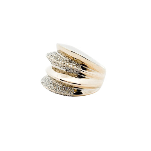 18k White Gold Natural Round Diamond Pave Wide Free Form Ring - Image 6
