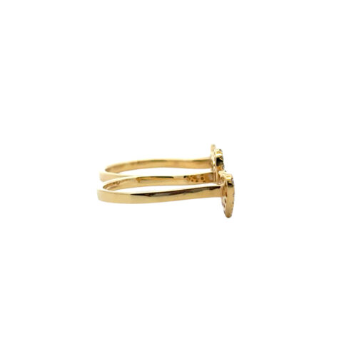 18k Yellow Gold 0.62ctw Diamond Heart Love and Infinity Double Finger Ring - Image 6