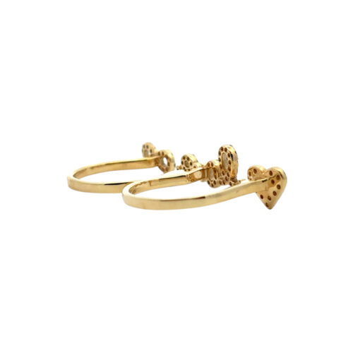 18k Yellow Gold 0.62ctw Diamond Heart Love and Infinity Double Finger Ring - Image 7