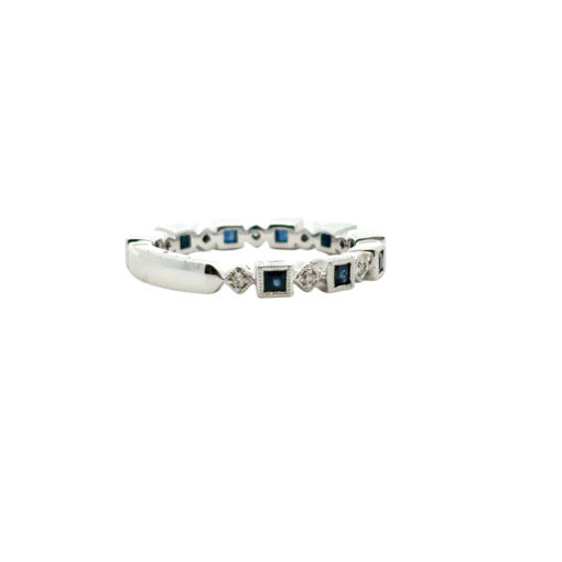 Gabriel and Co. 14k White Gold 0.08ctw Diamond and 0.54ctw Blue Sapphire Stackable Ring - Image 8