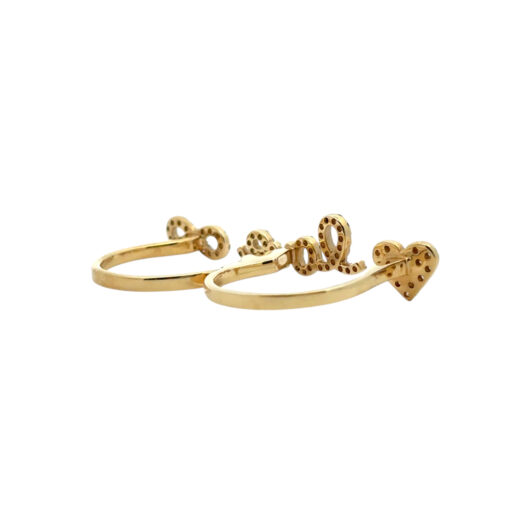 18k Yellow Gold 0.62ctw Diamond Heart Love and Infinity Double Finger Ring - Image 8