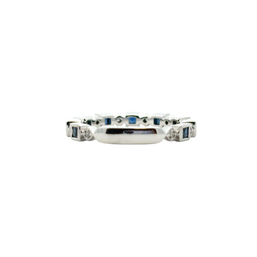 Gabriel and Co. 14k White Gold 0.08ctw Diamond and 0.54ctw Blue Sapphire Stackable Ring - Image 9