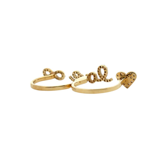 18k Yellow Gold 0.62ctw Diamond Heart Love and Infinity Double Finger Ring - Image 9