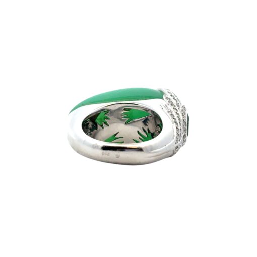 Carrera y Carrera 18k White Gold Green Chalcedony and Diamond Peacock Ring  - Image 12
