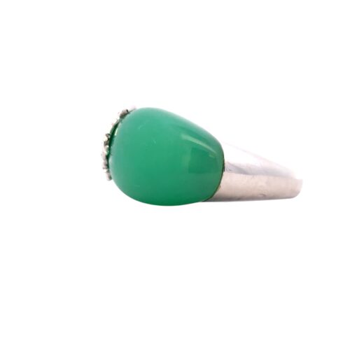 Carrera y Carrera 18k White Gold Green Chalcedony and Diamond Peacock Ring  - Image 14