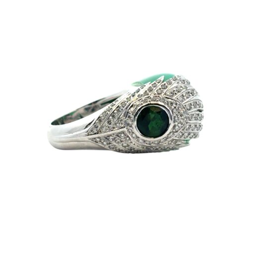 Carrera y Carrera 18k White Gold Green Chalcedony and Diamond Peacock Ring  - Image 10