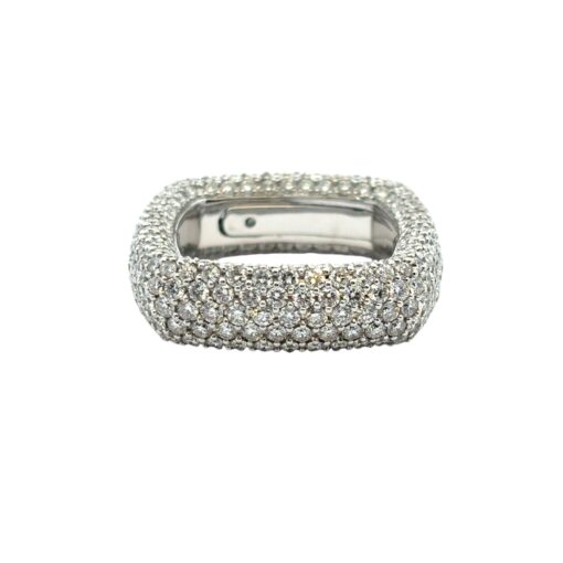 14k White Gold Pave Diamond Square Ring - Image 11