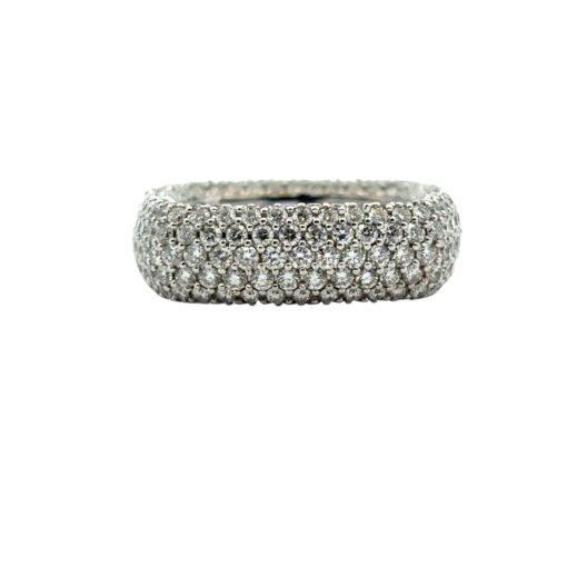 14k White Gold Pave Diamond Square Ring - Image 4