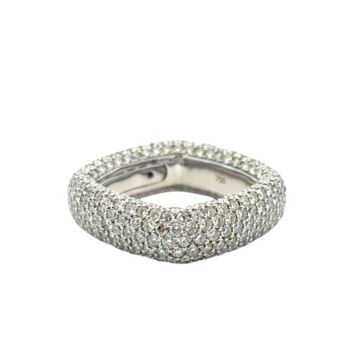 14k White Gold Pave Diamond Square Ring - Image 7