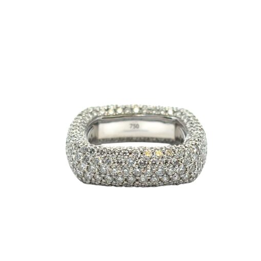 14k White Gold Pave Diamond Square Ring - Image 9