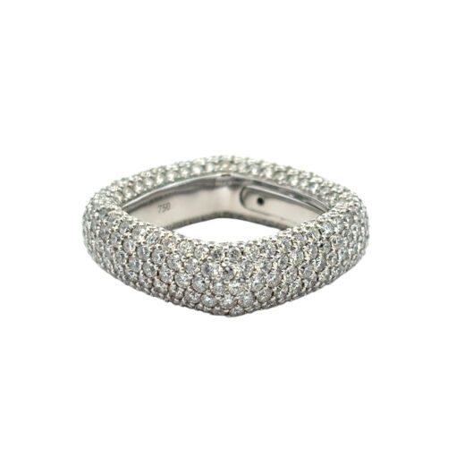 14k White Gold Pave Diamond Square Ring - Image 10