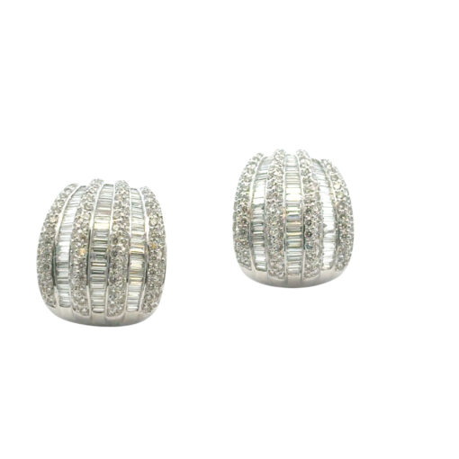 Platinum 7.90ctw Natural Baguette and Round Diamond Earrings - Image 3