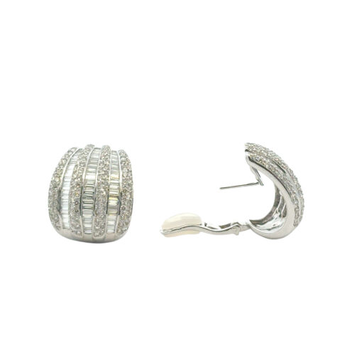 Platinum 7.90ctw Natural Baguette and Round Diamond Earrings - Image 4