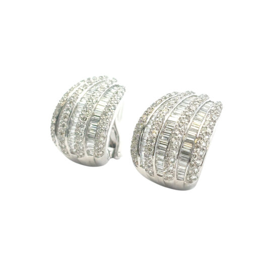 Platinum 7.90ctw Natural Baguette and Round Diamond Earrings - Image 7