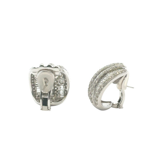 Platinum 7.90ctw Natural Baguette and Round Diamond Earrings - Image 9
