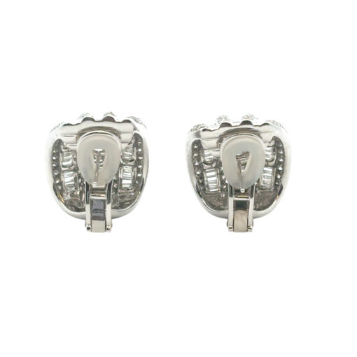 Platinum 7.90ctw Natural Baguette and Round Diamond Earrings - Image 10