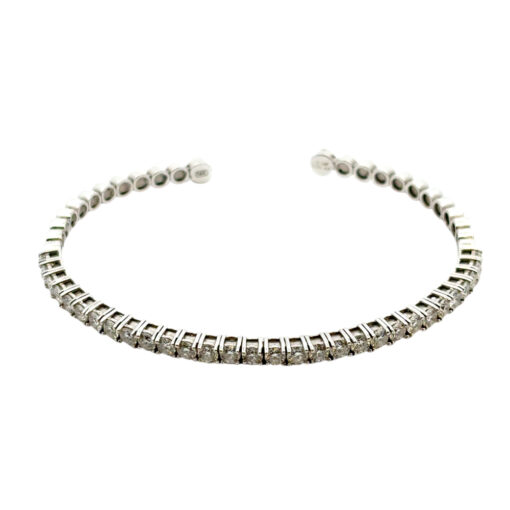 14k White Gold 3ctw Natural Round Diamond Bangle Bracelet - Image 10