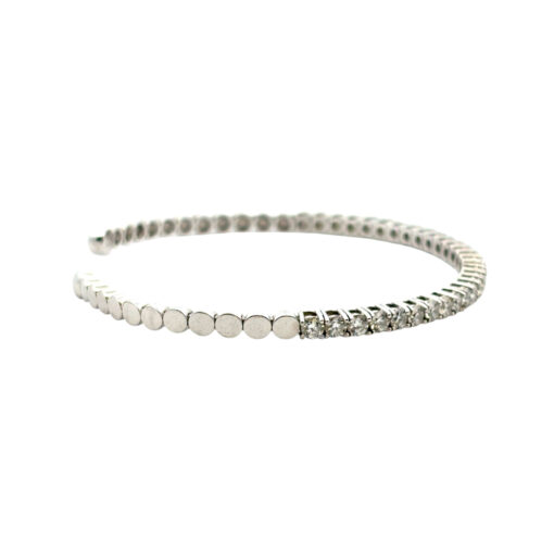 14k White Gold 3ctw Natural Round Diamond Bangle Bracelet - Image 5