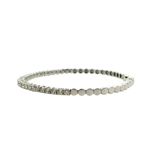14k White Gold 3ctw Natural Round Diamond Bangle Bracelet - Image 7