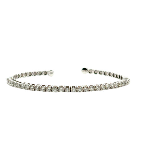 14k White Gold 3ctw Natural Round Diamond Bangle Bracelet - Image 8