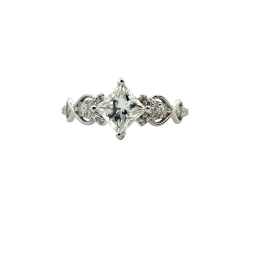 14k White Gold GIA Certified 1.05ct Natural Princess Cut Diamond Engagement Ring  - Image 2