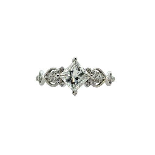14k White Gold GIA Certified 1.05ct Natural Princess Cut Diamond Engagement Ring  - Image 11